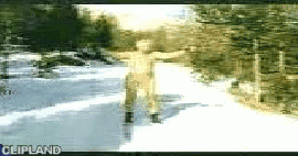animated gif of Fralib; Fralib(Brand); The Elephant(Product) "Skier" (1999)